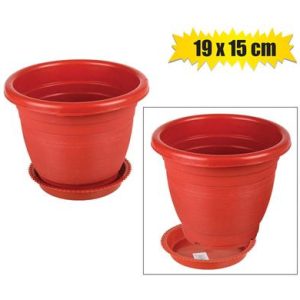 PLANTER W/TRAY 19x15cm ROUND TERRACOTTA