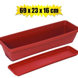 PLANTER W/TRAY 69x23x16cm PL RECT