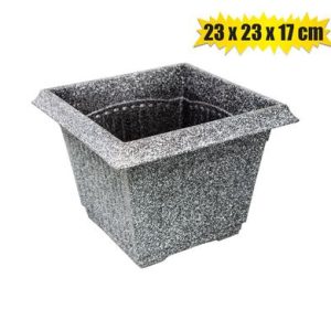 PLANTER 23x23x17cm SQUARE PLASTIC GREY