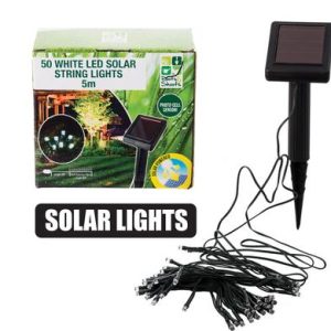 SOLAR GARDEN LIGHT STRING WHITE 50'S