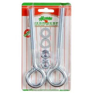 EYE-BOLT+NUT GALV 150 x10.0mm 2PCE