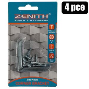 CORNER-BRACKET STL 50x50mm+SCR 4PCE