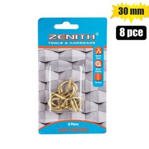 CUP-HOOKS BRASS-PL 30mm CARD-8 ZENITH