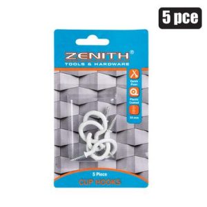 CUP-HOOKS WHITE-PL-CTD 30mm 5PCE ZENITH