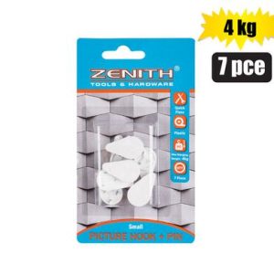 PICTURE-HOOK+PIN WHT 7PCE SML(4kg)ZENITH