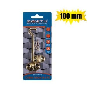 CABIN-HOOK+EYE BRASS+SCREWS 100mm ZENITH