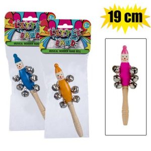 MUSICAL WOODEN BELL W/HANDLE 19cm