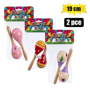 MUSICAL WOODEN 2PC MARACAS 19cm