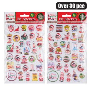 XMAS ELF STATIONERY STICKERS PUFFY 30pc