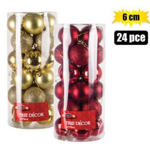 XMAS TREE DECOR BALL 24pc 6cm