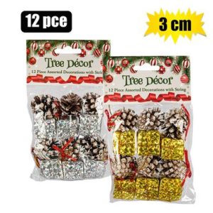 XMAS TREE DECOR SET 12pc 3cm