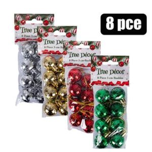 XMAS TREE DECOR BALLS 3cm 8PCS