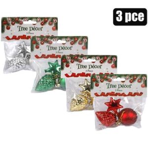 XMAS TREE DECOR MIXED 5cm 3pc