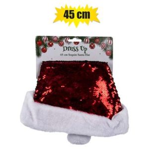 XMAS DRESS UP SEQUIN SANTA HAT 30x45cm