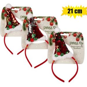 XMAS DRESS UP HEADBAND SEQUINS 21cm