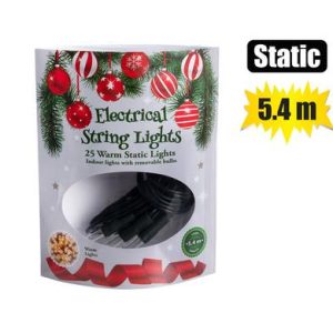 XMAS LIGHTS 220V IN 25pc 5.4m STATIC WHT
