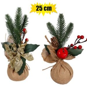 XMAS TABLE DECOR MINI TREE & PINE 25cm