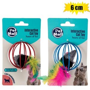 PET CAT TOY MOUSE IN CAGE 6cm