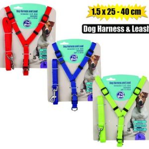 PET DOG HARNESS + LEAD 1.5x25-40cm