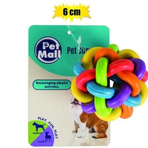 PET DOG-CHEW BALL TANGLED LOOK 6cm