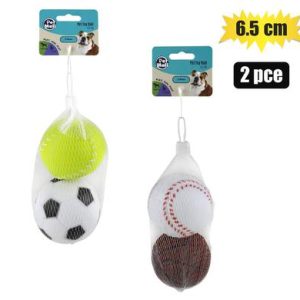 PET DOG TOY VINYL BALL 6.5cm 2PCE