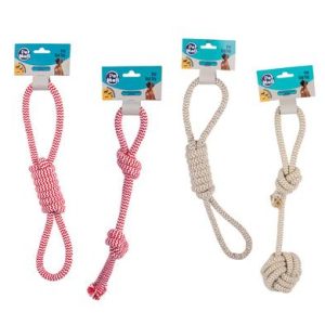 PET DOG TOY TUG-ROPE SOFT ASSTD
