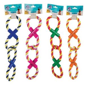 PET DOG TOY TUG-ROPE DOUBLE LOOP