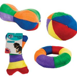 PET DOG TOY PLUSH SHAPES ASSTD