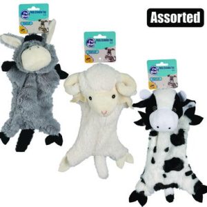 PET PUPPY TOY FARM ANIMAL CRINKLE ASST