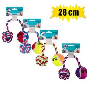 PET DOG TOY ON-ROPE ASSTD 28cm