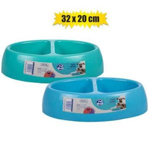 PET DOG/CAT BOWL PL DOUBLE 32x20cm