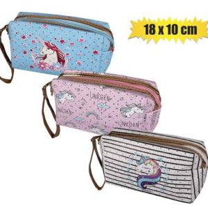 COSMETIC BAG PVC 18X10X7CM UNICORN ASST