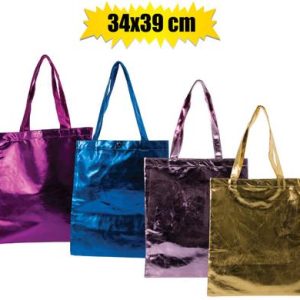 BAG SHOPPER METALLIC 34x39cm ASSTD