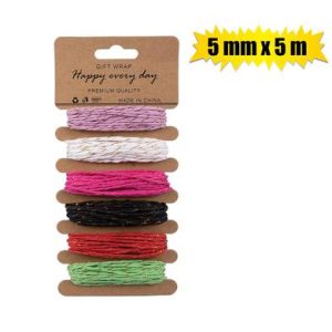 PAPER RAFFIA 6 ASSTD COLORS 5mmx5m