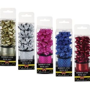 GIFT-DECOR RIBBON 4 BOWS & RIBBON 5mmx2m