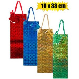 GIFT-BAG HOLOGRAM WINE 10x33cm GLOSS