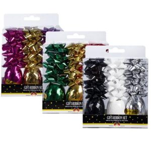 GIFT-DECOR RIBBON 3ROLLS 10m+12BOWS 5cm