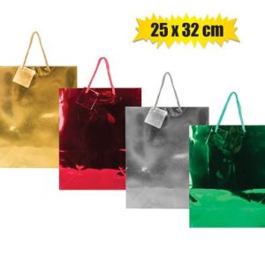 GIFT-BAG METALLIC PAPER LRG 25x32cm SOL