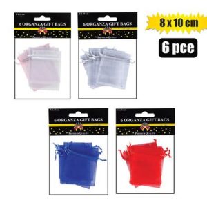 GIFT-BAG ORGANZA SML 6PCE 8x10cm