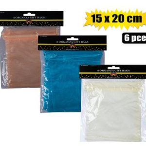 GIFT-BAG ORGANZA LRG 6PCE 15x20cm