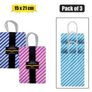 GIFT-BAG PPR CRAFT 3 PACK SML 15x21cm