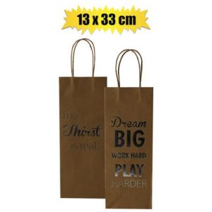 GIFT-BAG PPR WINE ENG WORDS 13x33cm