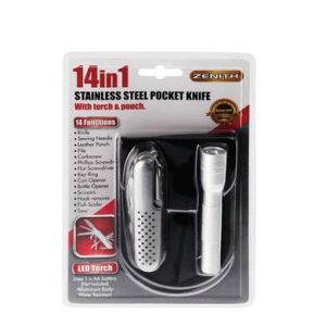 P/TOOL 14-IN-1 S/S W/TORCH+POUCH