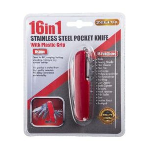 P/KNIFE 7cm-BLD 16 FUNCTION RED