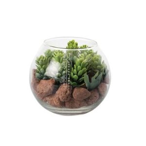 FRAGRANCE STONES W/FLOWERS IN GLASS POT