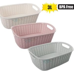 BASKET PL 27x20x9.5cm KNIT DESIGN