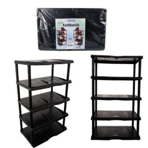 SHOE RACK 5-TIER PL BLACK