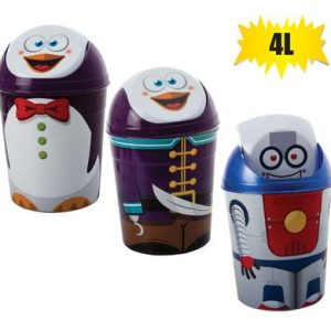 WASTEPAPER-BIN PL SWING-LID 4L KIDDIES