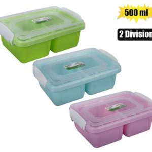 LUNCH BOX 2-DIVISION 550ml CLIP LOCK