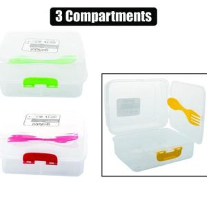 LUNCH BOX 3 DIVISION W/SPORK